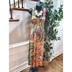 Sam & Max Women Multicolor Polyester Scoop Neck Sleeveless Long Maxi Dress Small